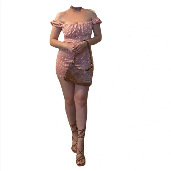 Missguided pale pink polka dot mini dress